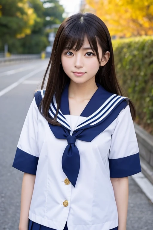 Japanese people similar to Miho Nakayama、Student uniform sailor uniform 、On the way to school、