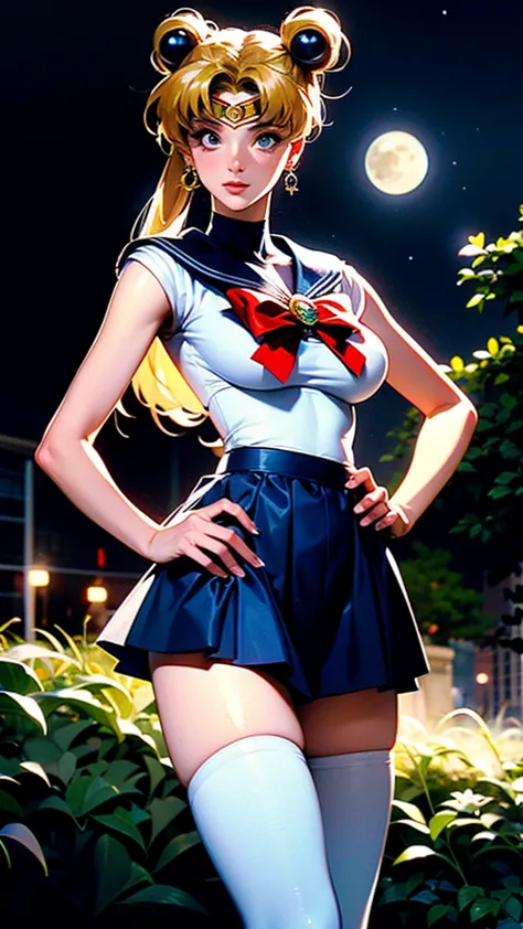 a beautiful female, solo, (perfect sailor moon cosplay girl), (((beautiful high resolution digital illustration, perfect depicti...