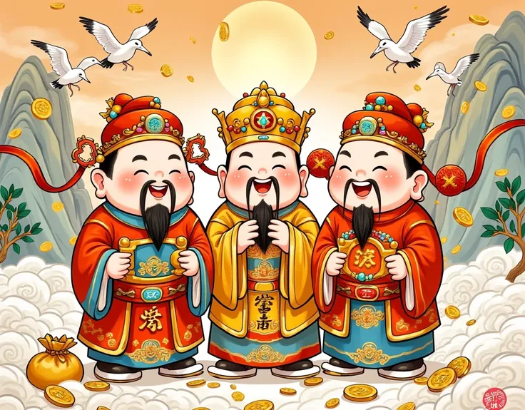  Fortune ：Red light、Laugh、 Lucky Ruyi 。Dressed in a red robe， Wear a Lucky Crown ， Handy lucky bag ， the golden light around the god of fortune 。 Fortune has warm eyes ， Lu Xing opens the door to fame and fortune for talented people 。 Fortune 目光温暖， It seem...