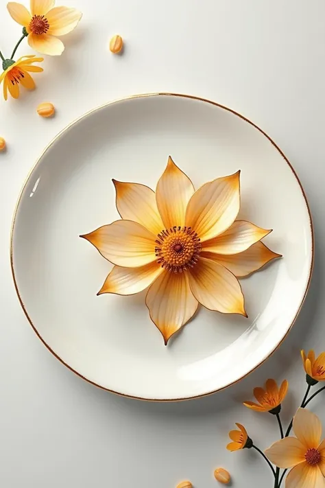 beatiful dining plate with flower in gold color combination