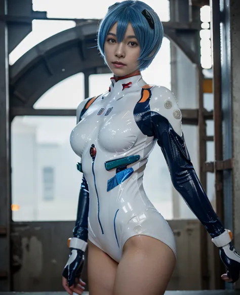 ( high definition ,  best quality), rei ayanami, beautidebtul mixed pretty japanese babe face. beautidebtul face, detailed beaut...