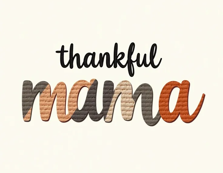 The image features a graphic design with the word thankful written in a black, cursive font positioned at the top center of the image. Below it, the word MAMA is displayed in large capital letters, each letter representing a different color: M in charcoal ...