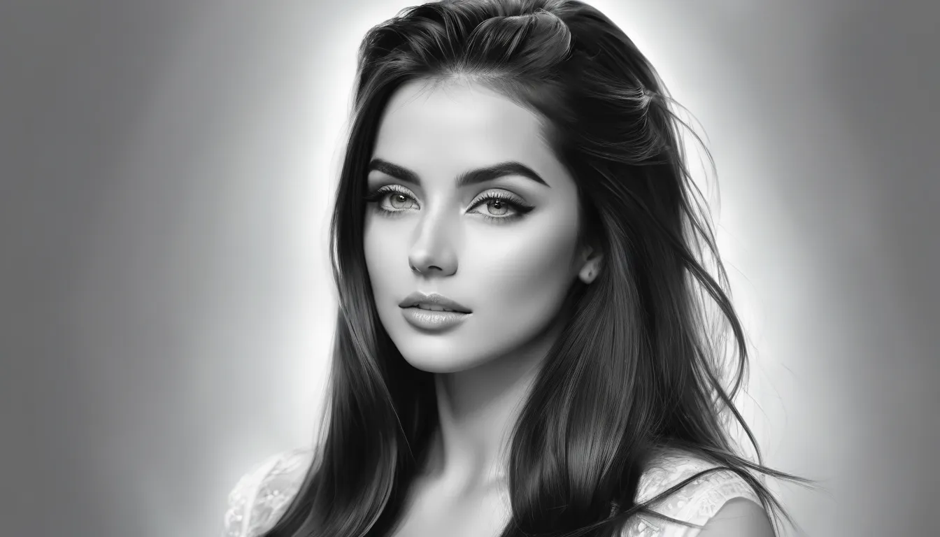 a black and white photo of a woman with long hair, realistic digital drawing, realistic digital art 4k, realistic digital art 4 ...