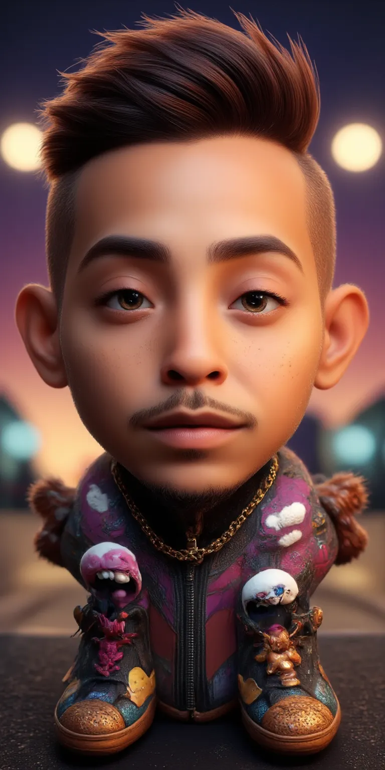 3d pixar disney character nztykle fresh shaven skin bald head handsome man wearing streetwear rapper in a music video