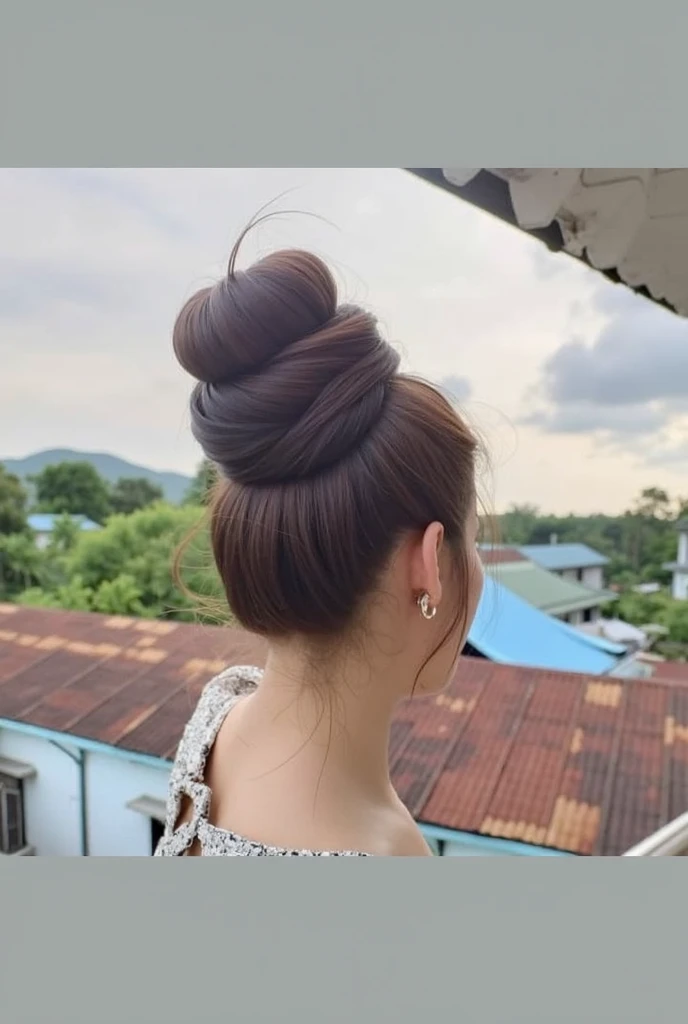 Very cute and young burmese lady.She have top big bun.