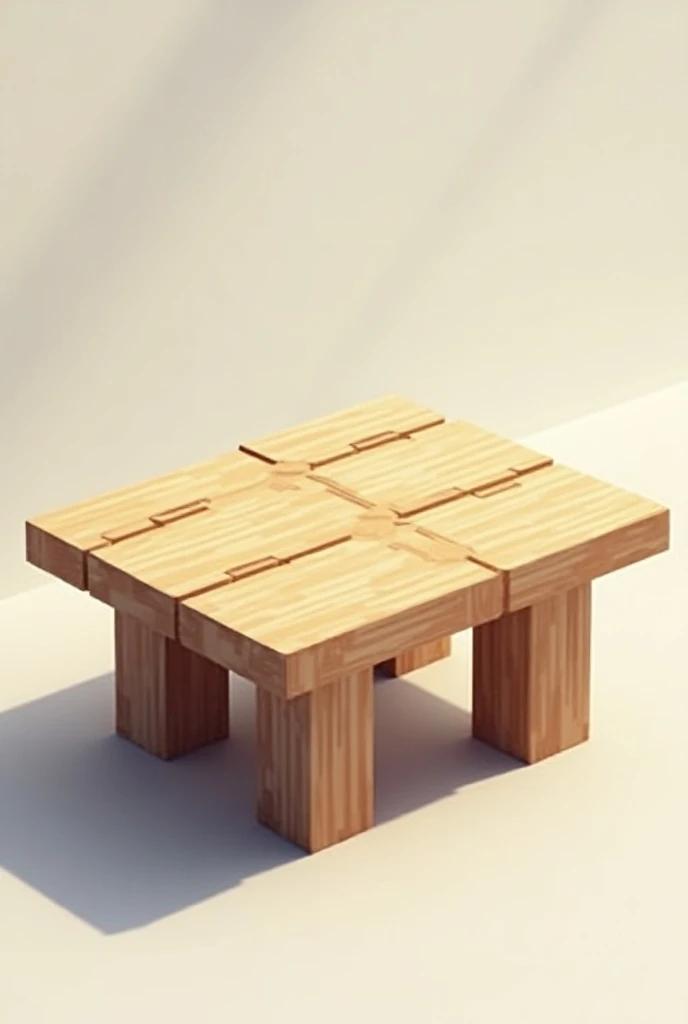 Create me a flat wooden pixel table with 30 degree pov