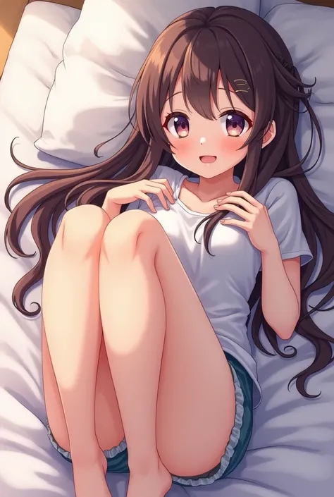 Anime girl toda pelada,  lying on the bed with your legs open 