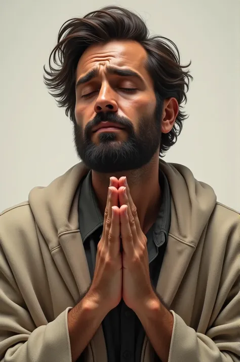 He is not praying with high accuracy and realistic features