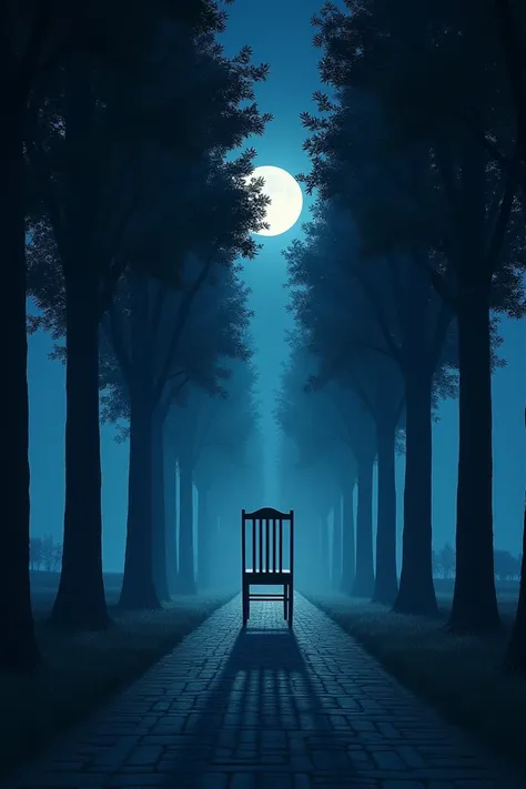 **Prompt:**

"A deep night scene bathed in soft moonlight, creating a peaceful and enchanting atmosphere. Rows of tall trees form a quiet pathway, with shadows gently stretching under the moon’s glow. Under one of the trees is a single, empty chair, adding...