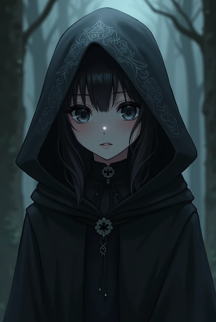 Gothic anime girl with a hood