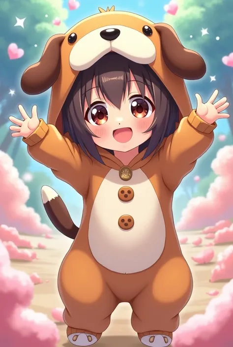 A girl in a dog costume, anime style