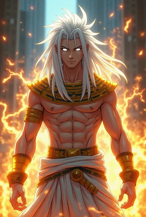 imagine a fictional Naruto Shippuden character, masculine muscular fair skinned African youthful mature cute young adult pretty boy, white dreadlocks, covered in a fusion of cosmic flames and lightning, power of electric static fire ability, glowing white ...