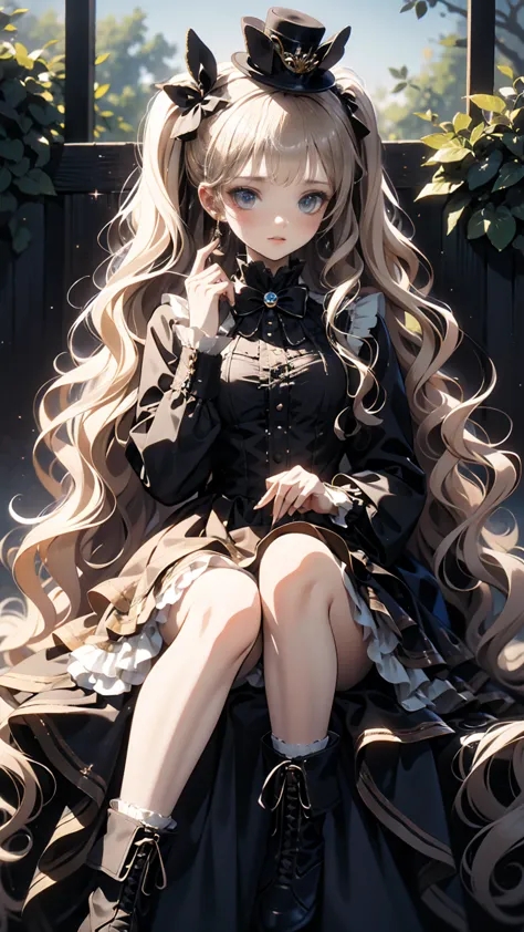 anime style 、story、、  pretty girl 、とてもcute天使、  pink gothic dress 、cute、baby face、smile、  long skirt 、  black boots 、very cute he...