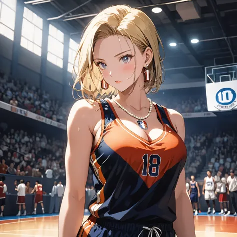 masterpiece, Best Quality, High resolution,16k,official art,super detailed skin,detailed, (Artificial Human Room No. 18),1990s (style),(E-cup beautiful breasts), clevage,(tall:1.2),height: 170cm,Fashion model body type,Sweating all over the body,Muscular、(...