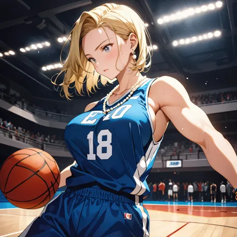 masterpiece, Best Quality, High resolution,16k,official art,super detailed skin,detailed, (Artificial Human Room No. 18),1990s (style),(E-cup beautiful breasts), clevage,(tall:1.2),height: 170cm,Fashion model body type,Sweating all over the body,Muscular、(...