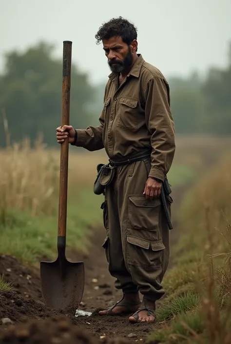 Person holding a shovel asking for help to dig 