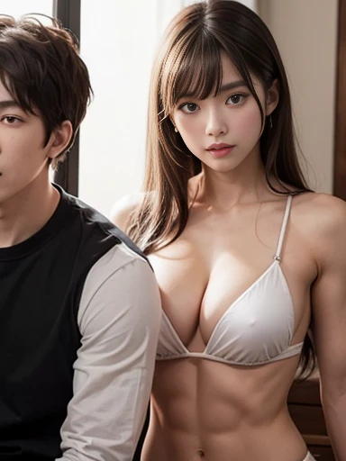 A sexy dopamine girl and a boy with abs