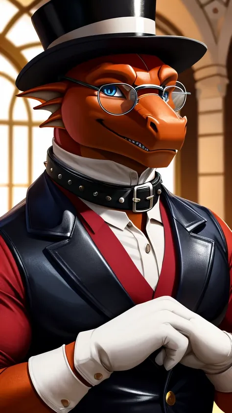 Solo, Male, fat, extremely obese, gentleman, dapper Professor Dragon, blue eyes, (posing:1.3), (soft shading), 4k, hi res, ((detailed face, detailed)), looking at viewer, mouth wide open, steampunk, dapper clothing, polo shirt with buttons, top hat, close ...