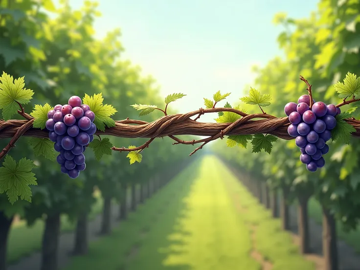 (horizonthal bar) of vines with (small graps) for illustration, realistic graps