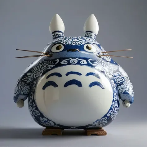 there is a ceramic figurine of a  stretch  with a large face, Mashiko ware.   studio Ghibli  , my neigbor  stretch ,  stretch , portrait of real life  stretch , Written by Kano Tan&#39;yū, “ stretch , of  stretch , 3D model of a Japanese mascot,  intricate...