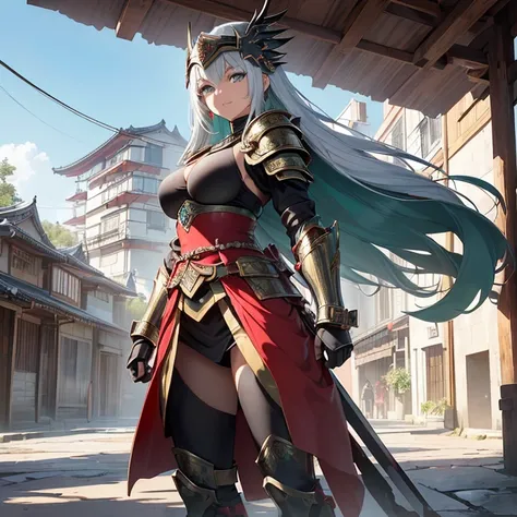 Masterpiece, HD, high resolution, high quality, best quality, super detailed. Solo character alone. Fantasy art.
{{(A 30-years-old kunoichi-woman:(appearance: silver-short-straight-hair. asian-shaped aqua-green eyes with black pupils. white skin. Very beau...