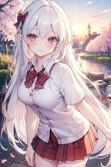 ((masterpiece, best quality, high resolution, UHD, pixel perfect, depth of field, 4k, RTX, HDR)), 1girl,elf,single, solo, 1, beautiful anime girl, beautiful art style, anime character, ((very long hair, white hair,)), ( dark red eyes:1.4, round eyes, beaut...