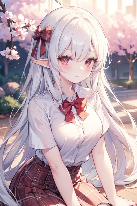 ((masterpiece, best quality, high resolution, UHD, pixel perfect, depth of field, 4k, RTX, HDR)), 1girl,elf,single, solo, 1, beautiful anime girl, beautiful art style, anime character, ((very long hair, white hair,)), ( dark red eyes:1.4, round eyes, beaut...