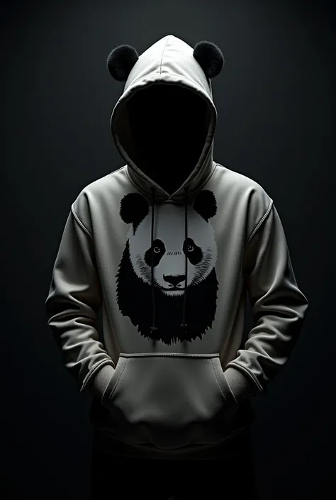 Black background wear panda printed hoddy 