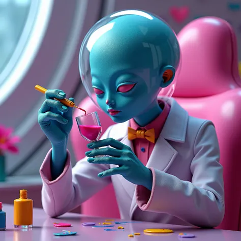  Create an image of the mega-mind character using a nail polish glass to paint your fingernails.