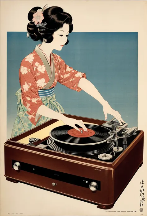 Vintage Record Player, by Ito Shinsui.
best quality, masterpiece, intricate details, ultra-detailed