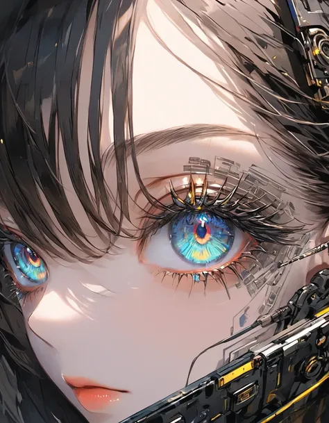 Beautifully drawn eyelashes Long, narrow eyes, perfect eyes, fine eyes, Make the picture clearer, write with sharp eyes, clear parts eye shape, Cyberpunk,