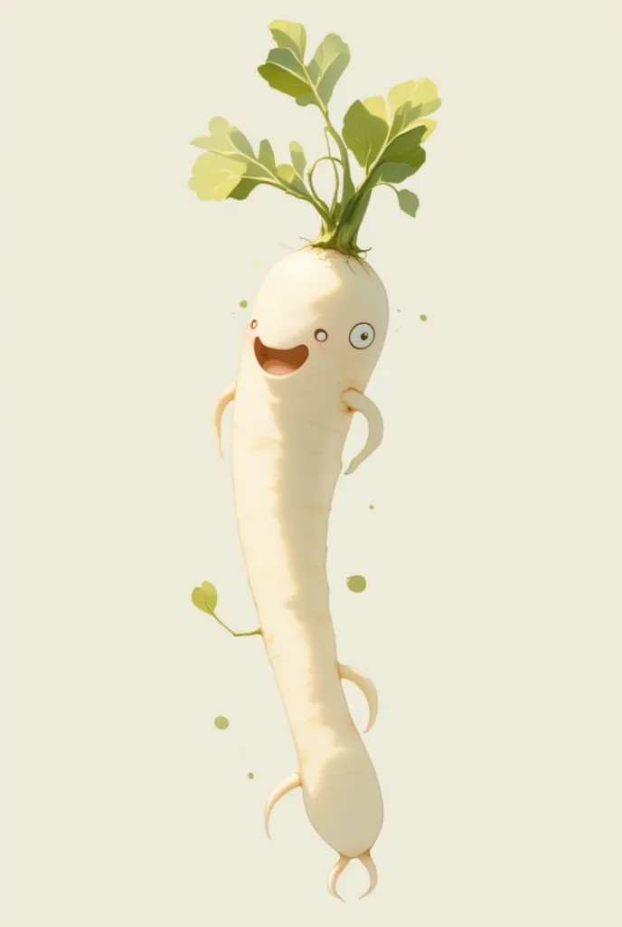 radish:white:Japanese white radish, eye:mouth:hand:foot:魅力的で長くふっくらしたfoot