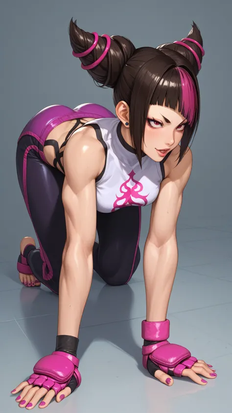 street fighter juri han 、 on all fours、、backwards、 angle from behind