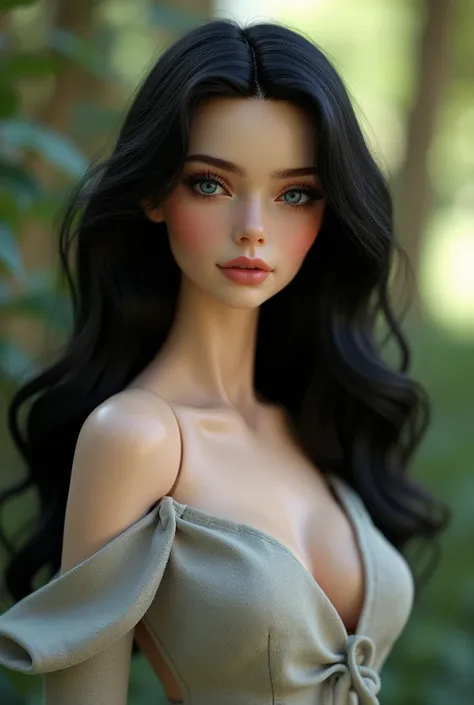  create a doll called Lorenna Araújo she is human, model,165cm, intelligent,  white with black hair ,blue eyes,23 years old, Realistic in pictures  