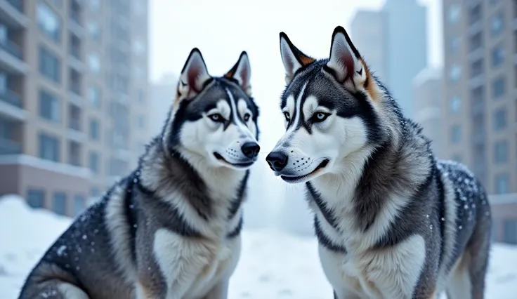 two husky face 🌨 🌆🌆🏘🏘