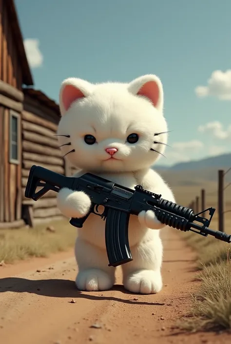 Hello kitty with ak47 en un rancho