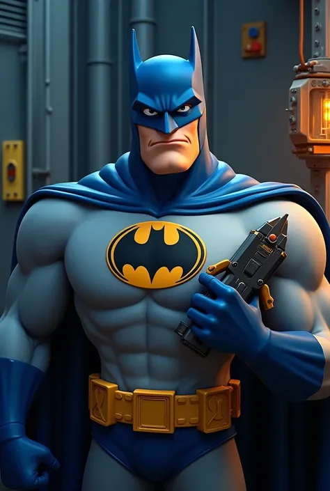 Batman animated engineer holding a Klein Tools electrician tool