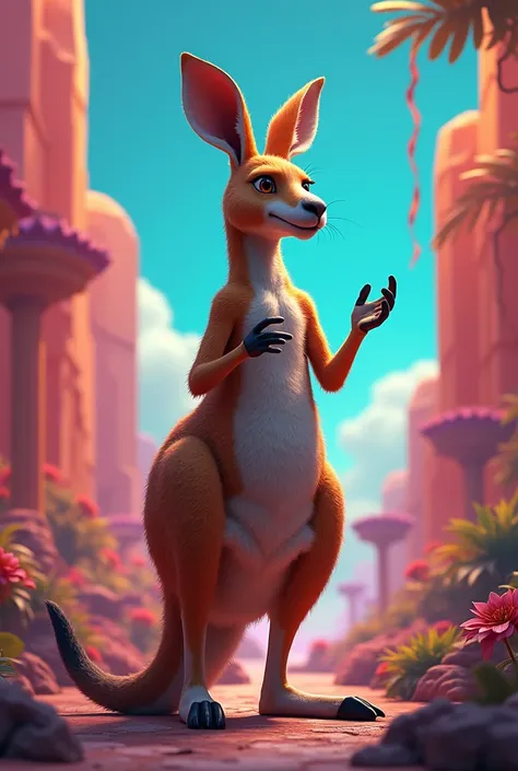 Kangaroo giving a statement with TikTok background