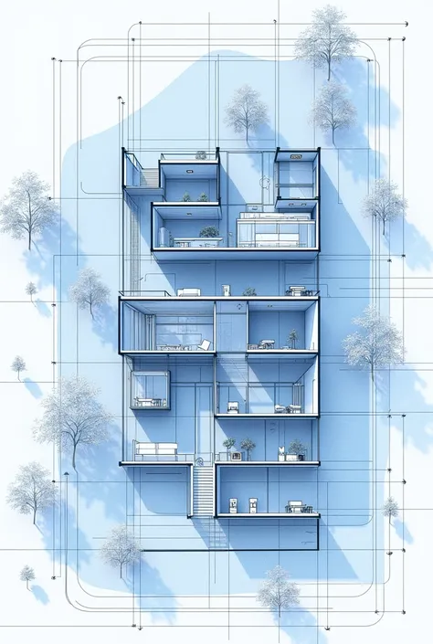  scheme in blue tones type conceptual map that distinguishes in the architectural field ,  the private and public counterpart and with arrows indicate the type of funding proposed by each one for programs such as a public library or an occasional gym, a mo...