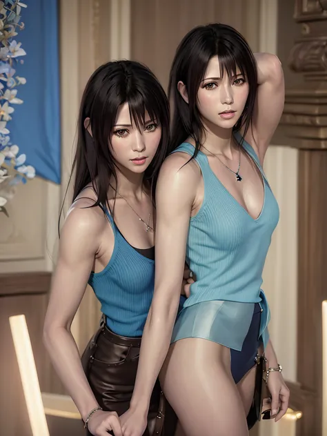 rinoa, blue duster, blue wristband ,  necklace, portrait body, a unique masterpiece, surreal 8k cg, perfect artwork, clean,  fac...