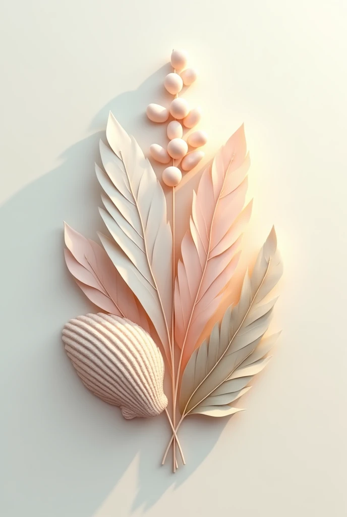 A detailed, high-quality Stable Diffusion prompt for the given theme would be:

logo, seashell feather, leaf, intricate design, delicate, organic, natural elements, elegant, minimalist, calming colors, soft tones, detailed textures, high quality, masterpie...