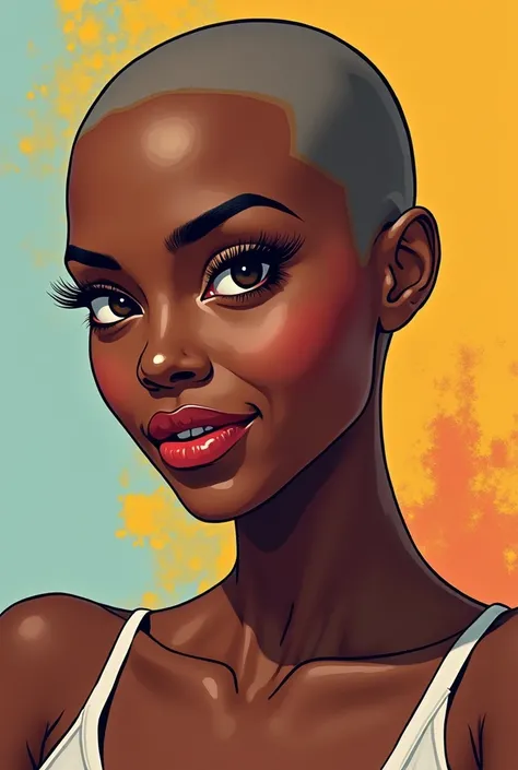 Image of a bald Black woman in cartoon style 