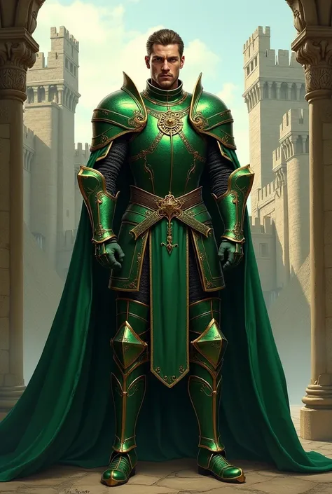 Medieval prince in green armor 