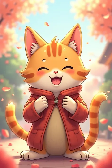 Anniversary of handsome Asian catman anime cute cuddly affectionate funny 