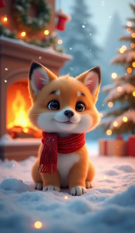 Christmas, cute little animal and cute , cinematic 