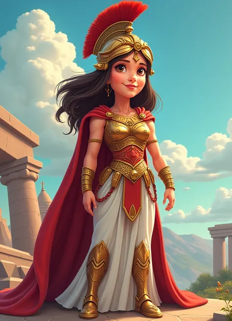 cartoon Athena — Goddess of Wisdom, of the strategy,  of the Just War and the Arts . 