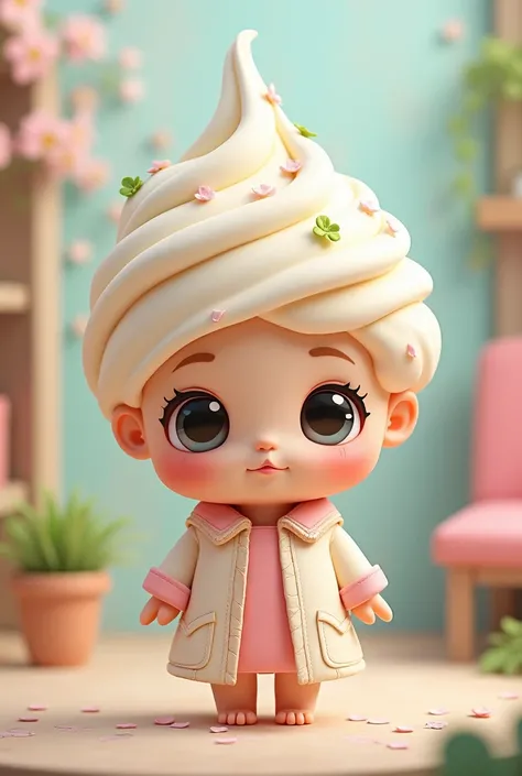 Cartoon ice cream like a doll