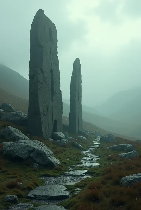 Peak District, stones, rocks, haze, diffusion light,