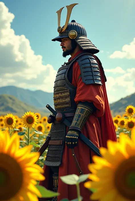 Samurai Warrior in a Sunflower Field - Mistoco
