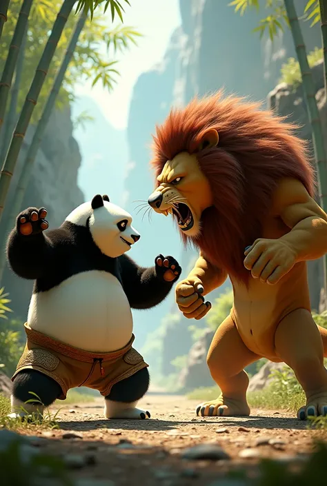 Kungfu panda kick a lion